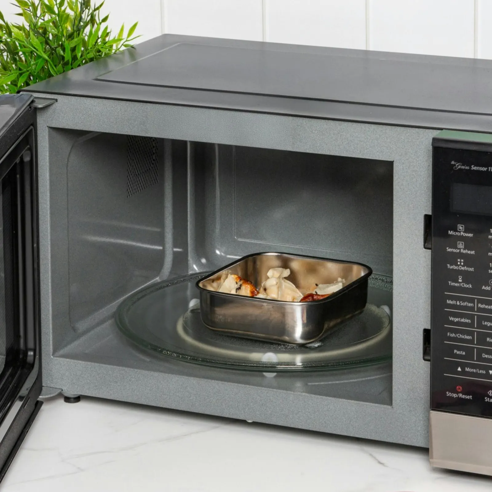 Microwavable stainless steel
